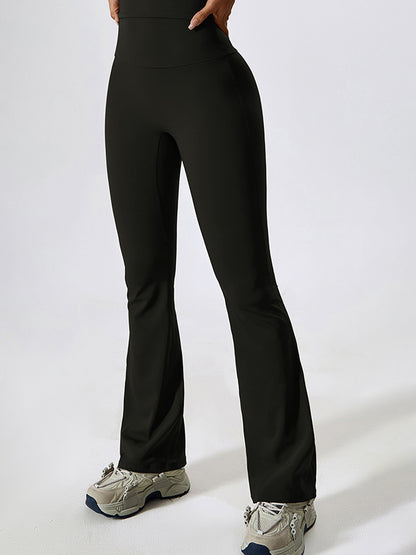 Sporty Solid Quick Dry Cami Top & Flared Pants Set