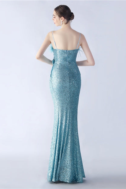 | Feather Embellished Maxi Dress