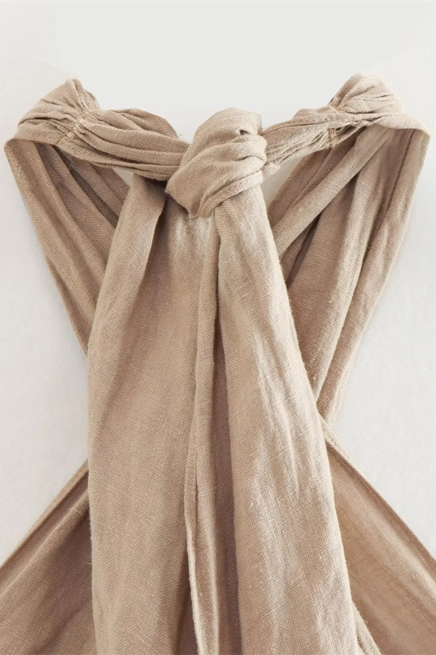 Minimalist Halter Linen Crop Top
