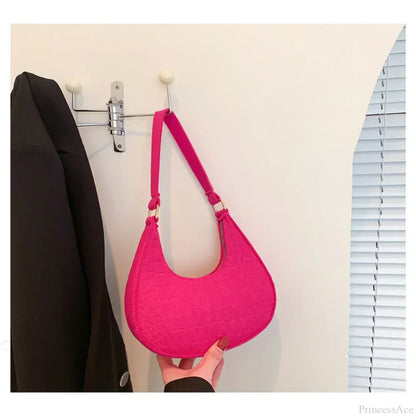Felt Solid Color Retro Underarm Shoulder Bag
