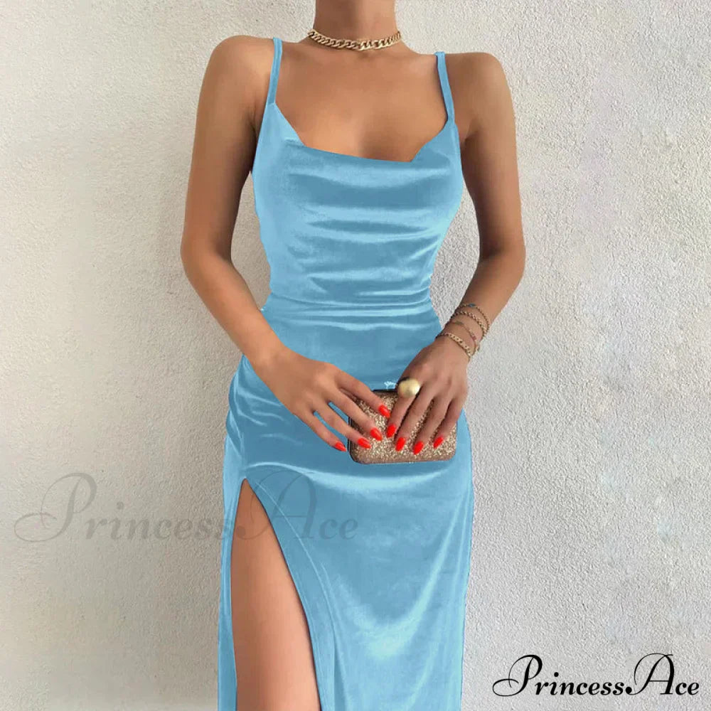 Festive Cheer Velvet Charming Slit Midi Dress