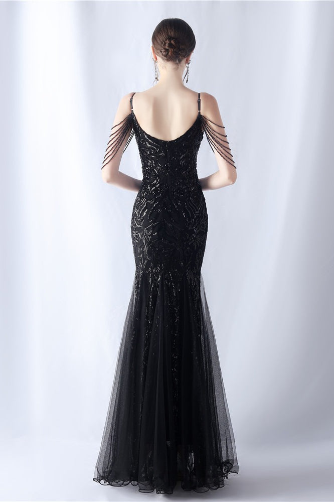 | Beaded Mesh Maxi Dress