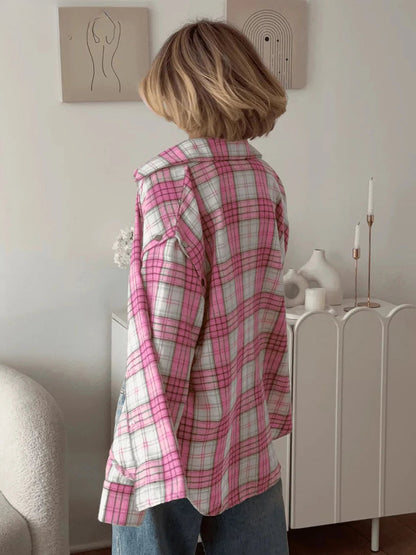 Loose Blue Stripe Cotton Blouse