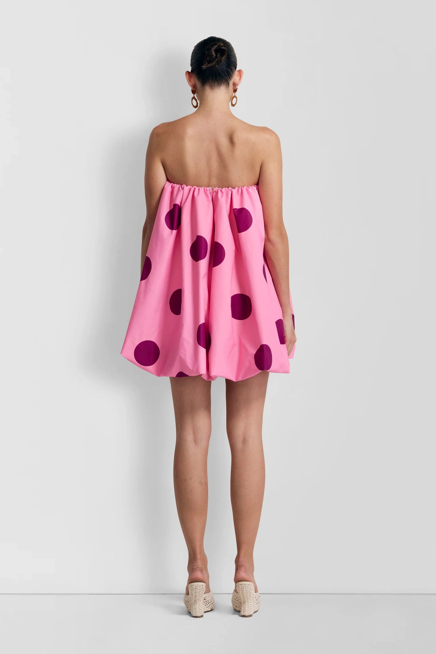 Fashionable Polka Dot Print Off-shoulder Sleeveless Loose Mini Dress