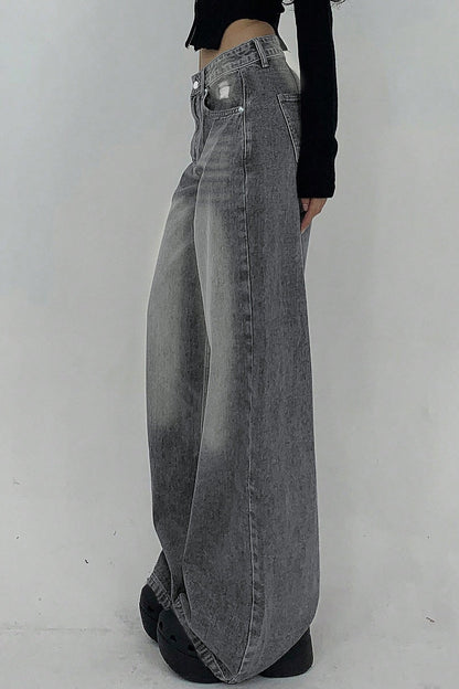 Distressed Wide Leg Floor Length Jeans