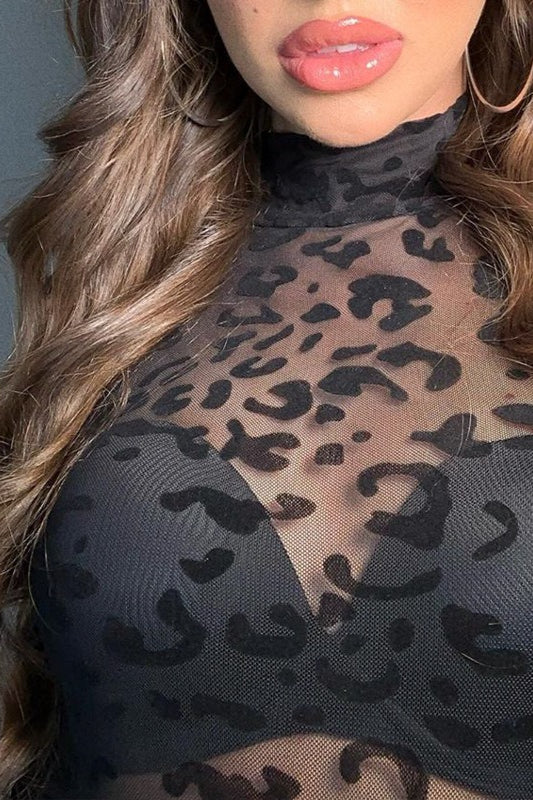 Mesh Sheer Sexy Long Sleeve Slim Fit Bodysuit