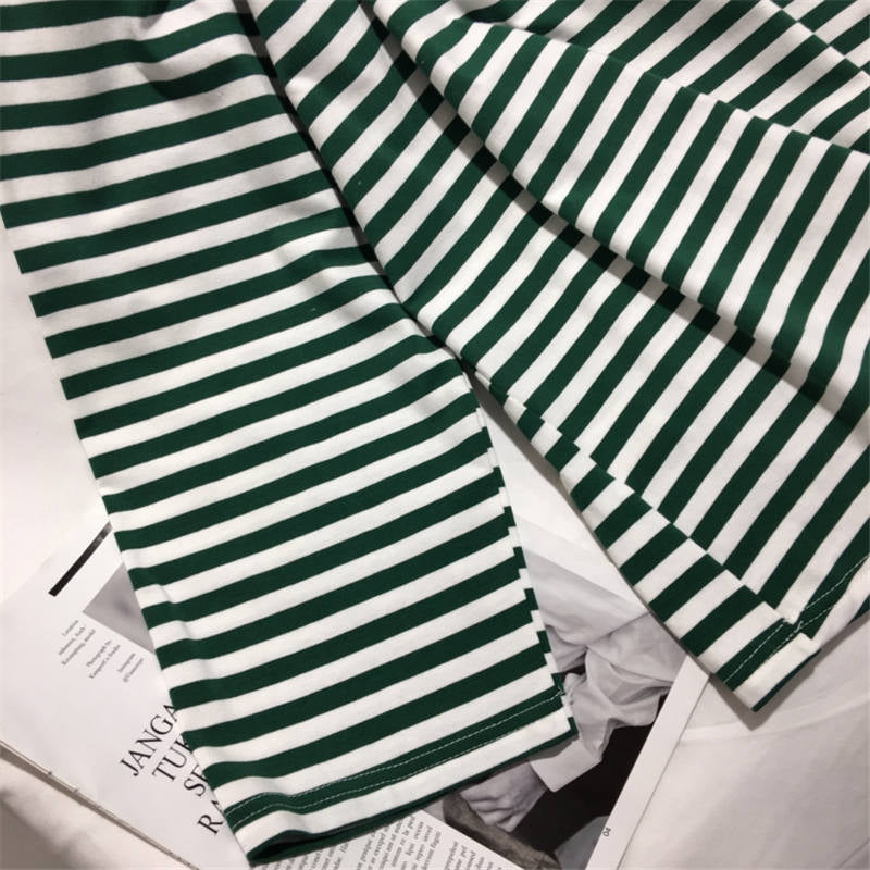 Cute Casual Stripe Round Neck Long Sleeve Tee Shirt T-shirt Top Plus Oversized Baggy E-Girl Kawaii Korean Japanese Harajuku Retro Streetwear