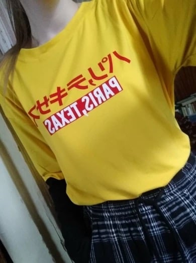 Cute Casual Yellow Vintage Letter Print Graphic T-shirt Long Sleeve Tee Shirt O-neck Pullover E-Girl Kawaii Korean Japanese Harajuku Retro Streetwear