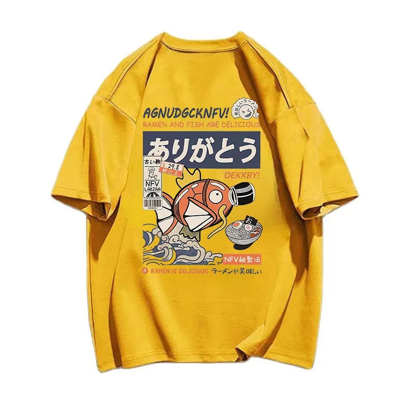 Japanese Fish Print Short Sleeve T-shirt