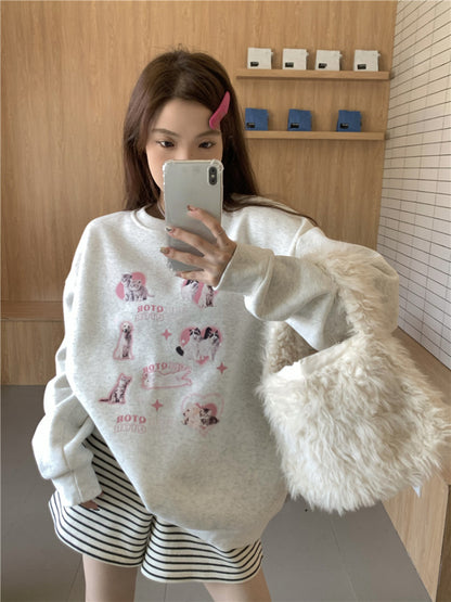 Cat Puppy Print Sweatshirt