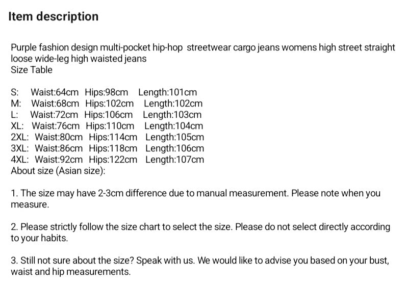 Purple Pocket High Waist Cargo Pants