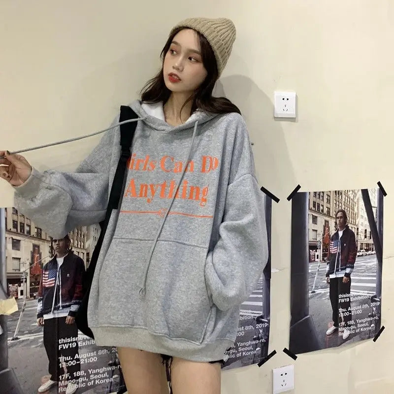 Girls Letter Print Oversized Hoodie