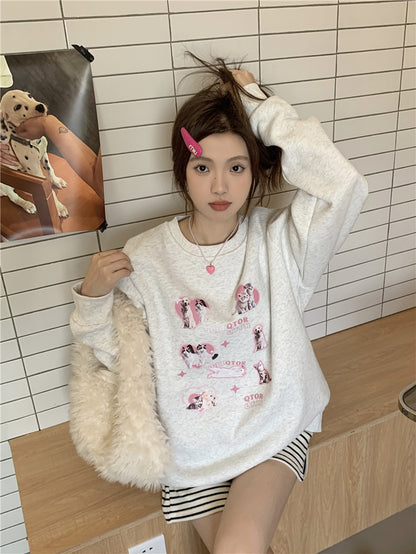 Cat Puppy Print Sweatshirt