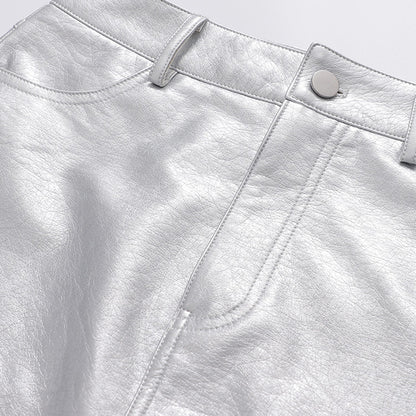 Silver Metalic Pocket Mini Skirt