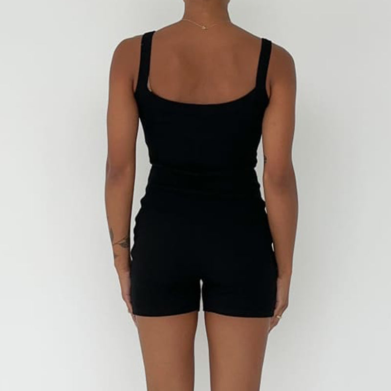Grey Ribbed Playsuit