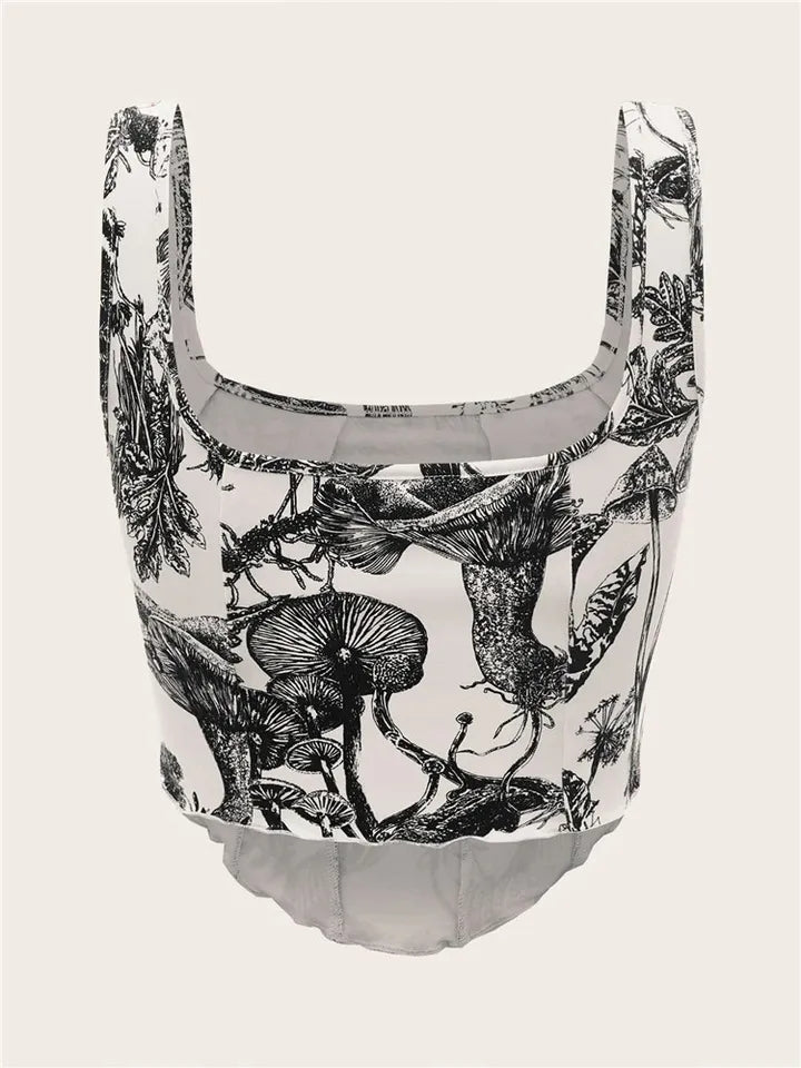 Black & White Plant Print Tank Top