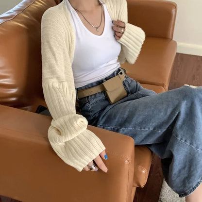 Pastel Bat Wing Knit Cropped Cardigan