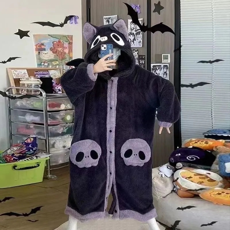 Japanese Bat Cartoon Plush Poncho