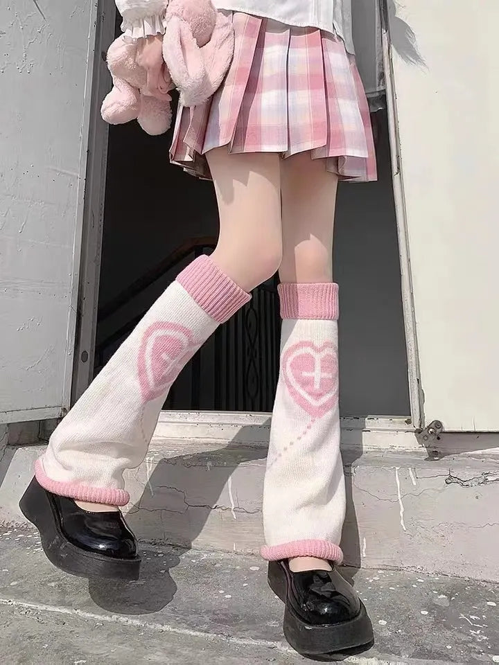 Heart Cross Knit Anime Leg Warmers