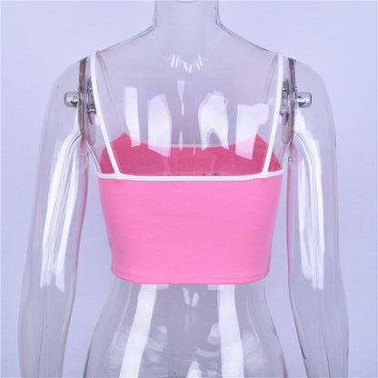 Sexy Pink Babygirl Letter Embroidery Spaghetti Strap Patchwork Crop Top Summer T-shirt E-Girl Kawaii Korean Japanese Harajuku Retro Streetwear Fashion