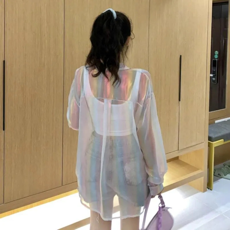 Sheer Laser Long Sleeve Shirt