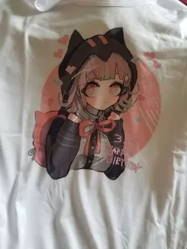 Cute Cat Anime Girl Cartoon Print Oversized Loose Short Sleeve Shirt Tee T-shirt Summer Casual E-Girl Kawaii Korean Japanese Harajuku Streetwear