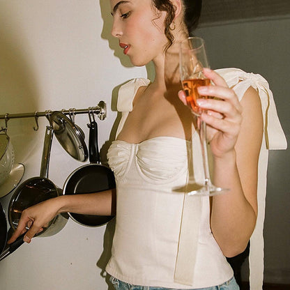 Sweet Bow Bustier Bandage Crop Top