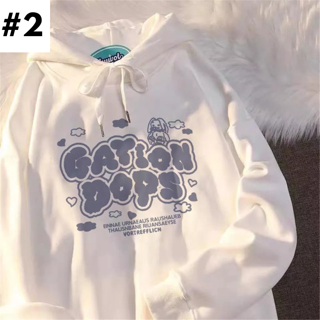 Japanese Anime Dog Print Oversized Hoodie