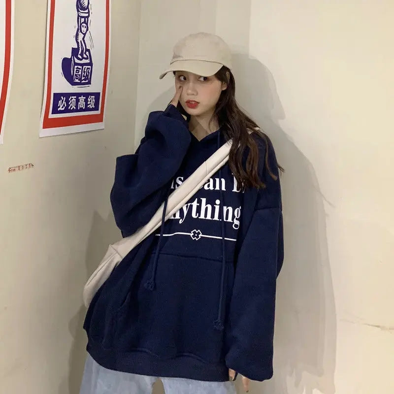 Girls Letter Print Oversized Hoodie