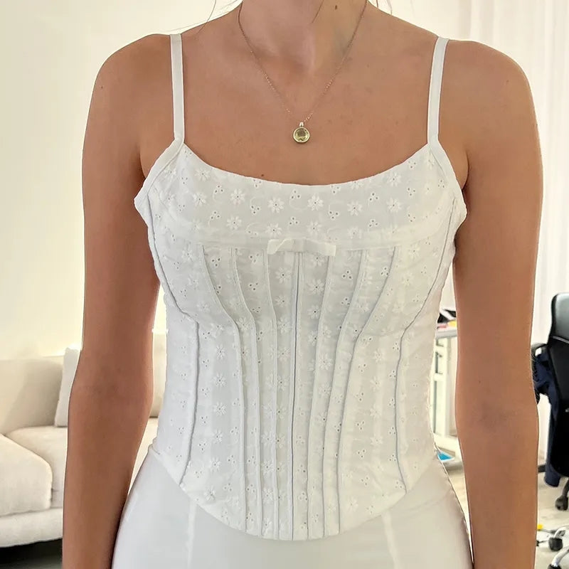 White Flower Corset Top