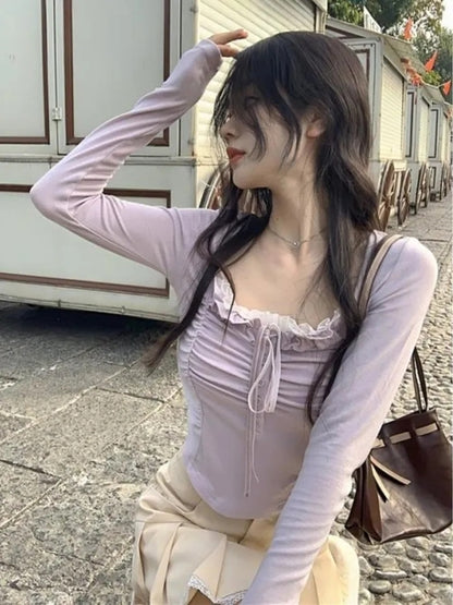 Purple Lace Crop Top
