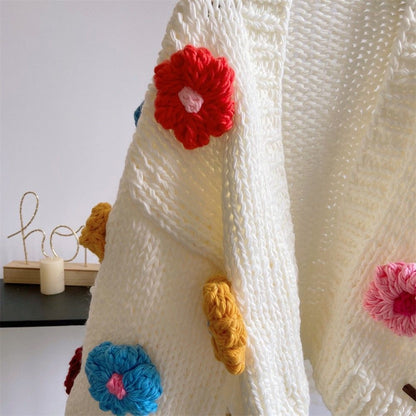 Flower Knit Cropped Cardigan