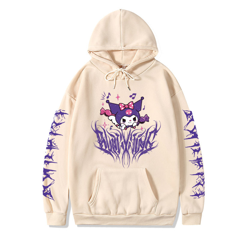 Japanese Anime Print Long Sleeve Hoodie