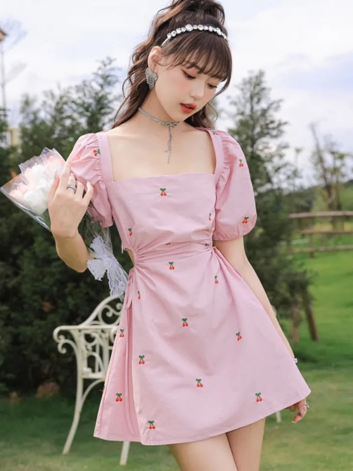 Pink Cherry Backless Mini Dress