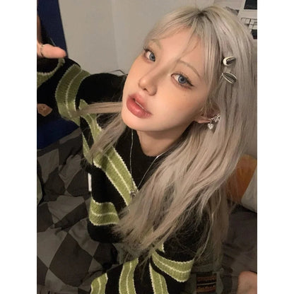 Green & Black Cropped Sweater