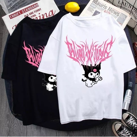 Japanese Anime Cartoon Print Loose Short Sleeve T-shirt