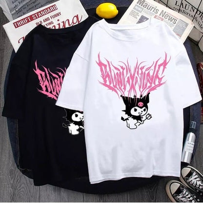 Japanese Anime Cartoon Print Loose Short Sleeve T-shirt
