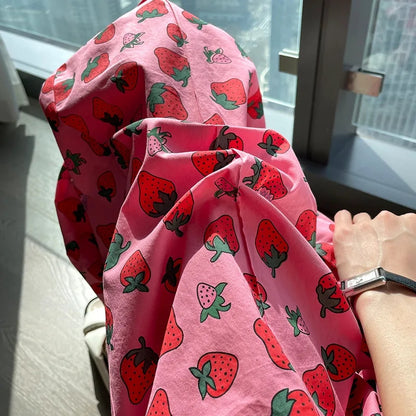Pink Strawberry Print High Waist Trousers