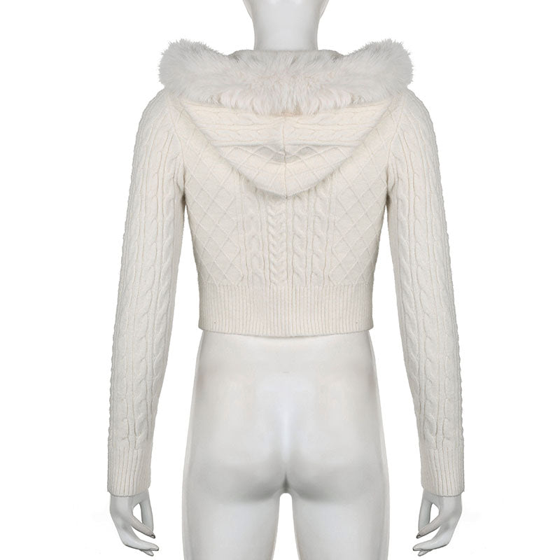 Furry Hoode Cropped Jacket