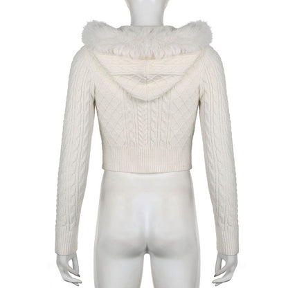 Furry Hoode Cropped Jacket