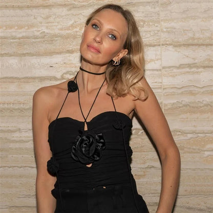 Black Rose Crop Top