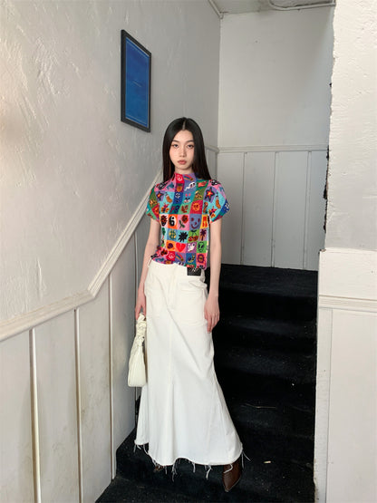 Rainbow Y2K Graphic Print Short Sleeve T-shirt