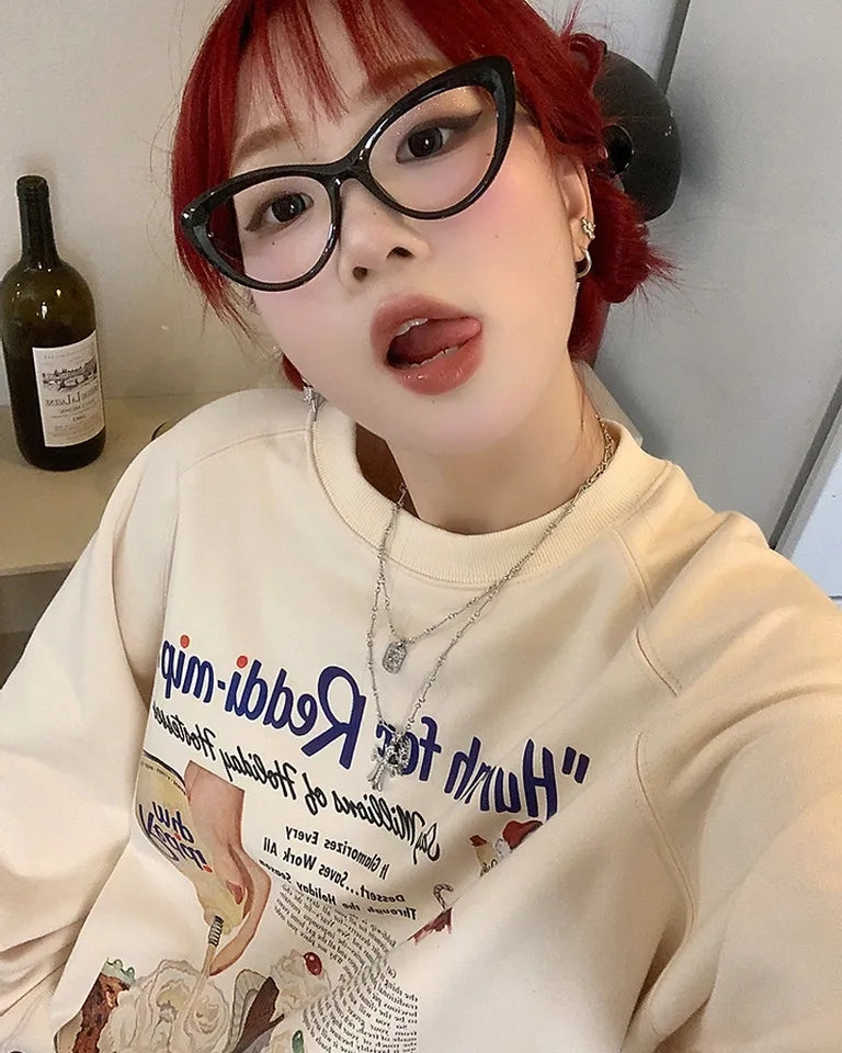 Vintage Dessert Print Sweatshirt