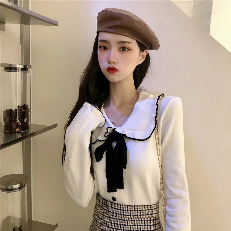 Bow Peterpan Collar Knit Sweater