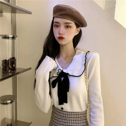Bow Peterpan Collar Knit Sweater