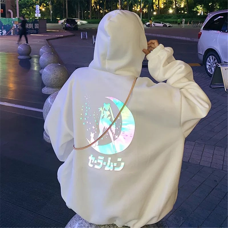 Anime Girl Japanese Print Glow in Dark Sweater