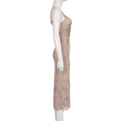 Cat Graphic Print Split Long Dress