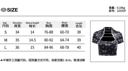 Cute Chinese Style Butterfly Crop Top Short Sleeve Shirt Blouse Summer Aesthetic Casual E-Girl Kawaii Korean Japanese Harajuku