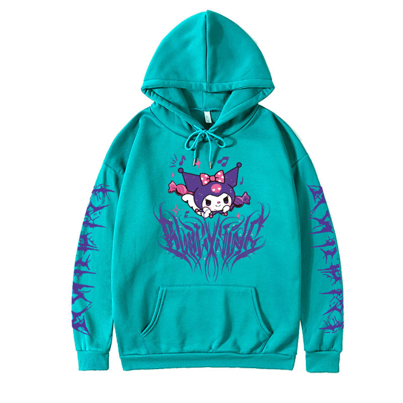 Japanese Anime Print Long Sleeve Hoodie