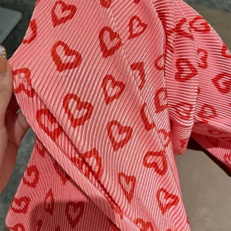Pink Heart Print Trousers